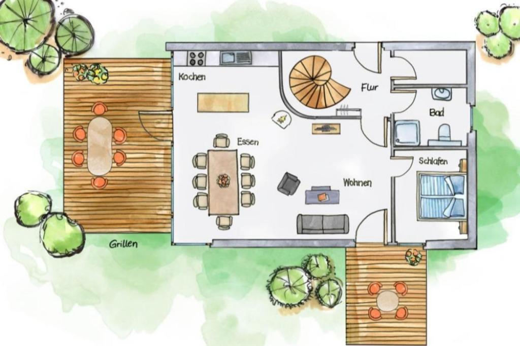 W7 - Sehr Schoenes Ferienhaus Mit Toller Lage Und Super Aussicht In Roebel An Der Mueritz Villa Esterno foto